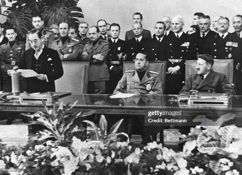 Adolf Hitler and Colleagues Signing Treaty