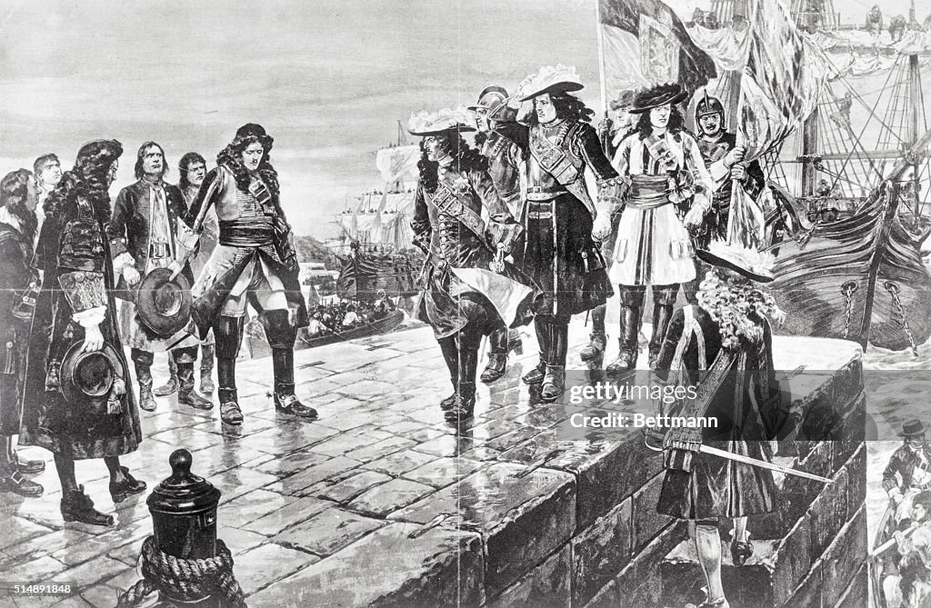 Illustration of William III Leaving Ship with His Party by Richard Canton Woodville
