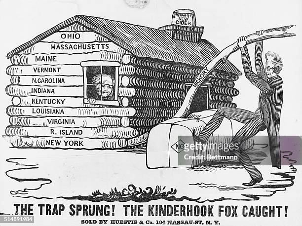 "The Trap Sprung! The Kinderhook Fox Caught!" President Martin Van Buren runs for re-election against William Henry Harrison. Log cabins and cider...