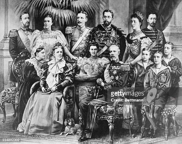 The Swedish Royal Family grouped around King Oscar II.