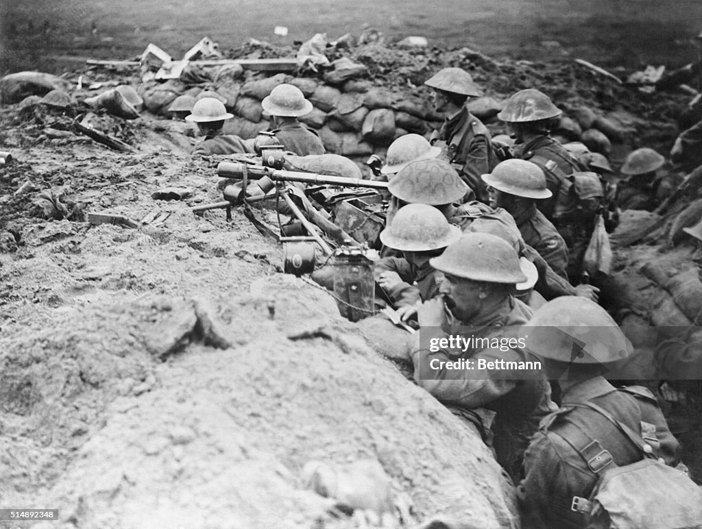 Soldiers Hiding Behind Barriers with Guns