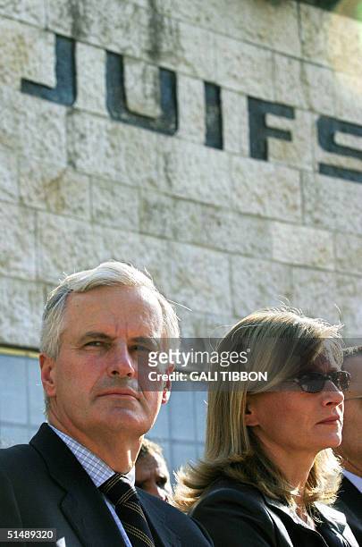French Foreign Minister Michel Barnier and his wife Isabelle attend a memorial srvice for Jews who were deported from France during the Nazi...