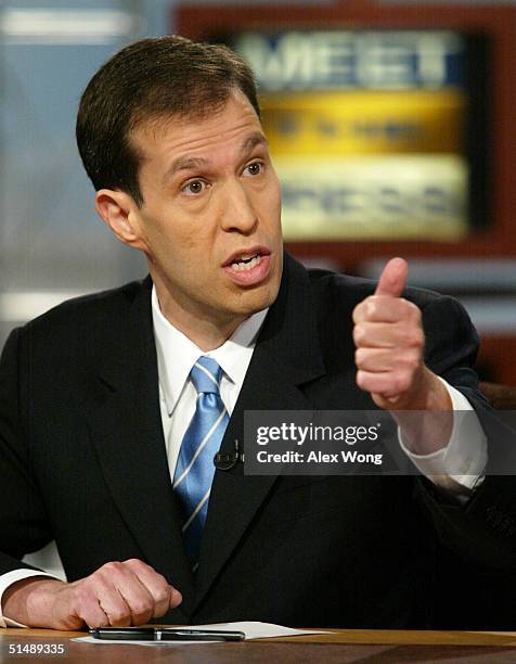 Bush-Cheney '04 Campaign manager Ken Mehlman speaks on NBC's "Meet the Press" during a taping at the NBC studios October 17, 2004 in Washington, DC....