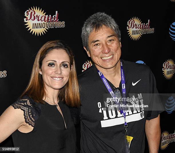 Senior Vice President of AOL Advertising Marta Martinez and Guy Kawasaki pose for portait at Brand Innovators at SXSW on March 11, 2016 in Austin,...