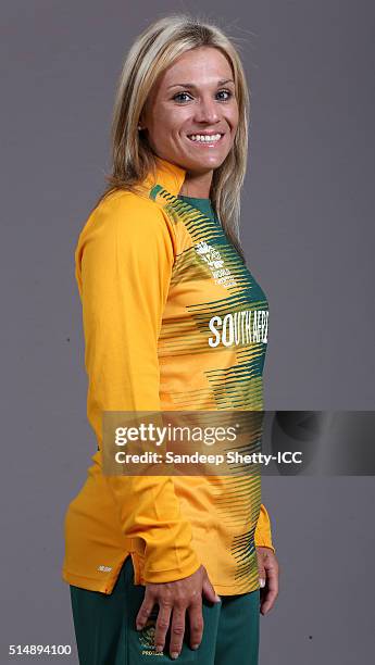 Mignon Du Preez, Captain of South Africa during the photocall of the South Africa team ahead of the Women's ICC World Twenty20 India 2016 on March...