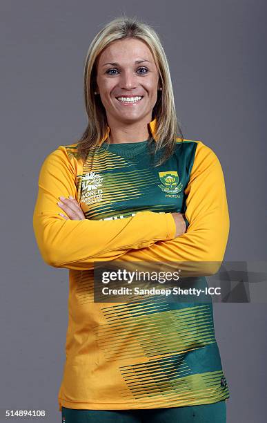 Mignon Du Preez, Captain of South Africa during the photocall of the South Africa team ahead of the Women's ICC World Twenty20 India 2016 on March...