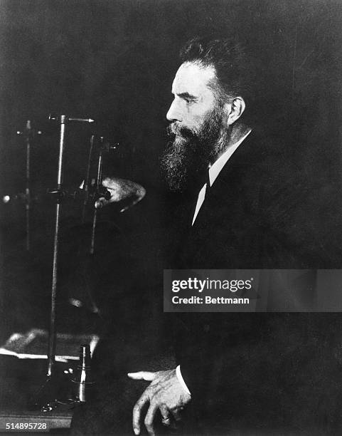 Portrait of Wilhelm Roentgen , German physicist, discovered X-rays. Undated photograph.