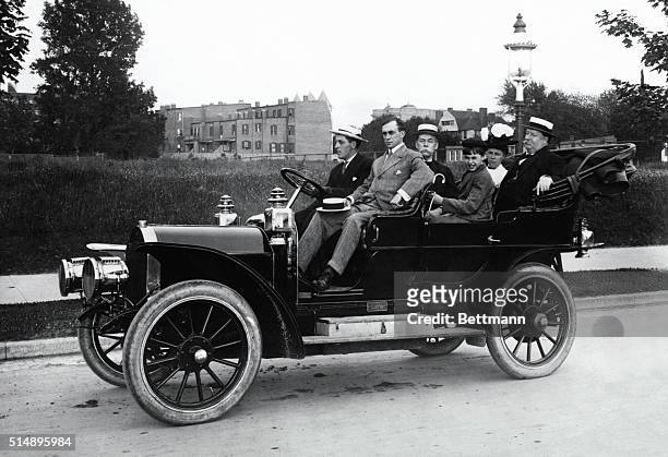 William Howard Taft touring with his family.