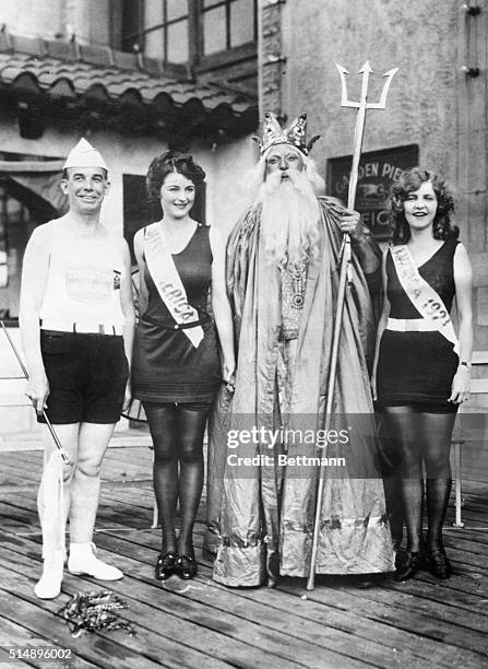 The Miss America contest of 1922 was won by Miss Mary Campbell, second from left. At far left is Armand T. Nichols, director of the Pageant. Margaret...