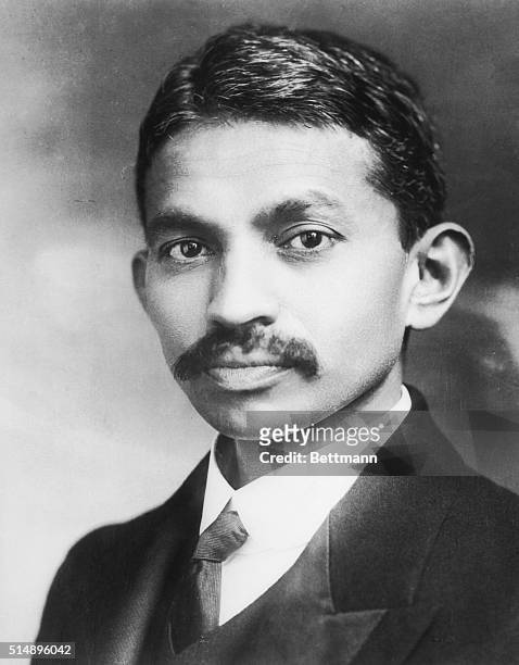 Portrait of Mahatma Gandhi as a young man. Gandhi was the Hindu Nationalist Leader and the creator of satyagraha, social reform based in mass civil...