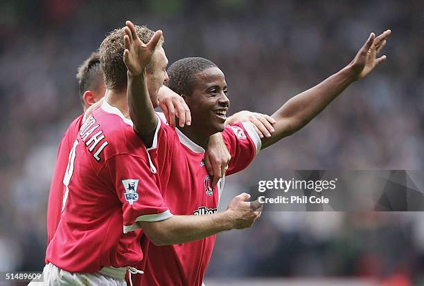 Kevin Lisbie of Charlton scelebrates after he scored against Newcastle during the Barclays Premiership match between Charlton Athletic and Newcastle...