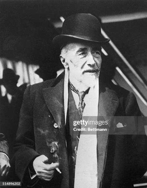 Photograph of Joseph Conrad , Ukrainian novelist taken on his arrival in the United States. Ca. 1910s.
