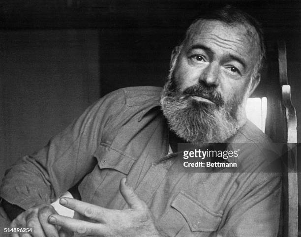 Portrait of Ernest Hemingway , American journalist, novelist, and short story writer. "Back home, I start work at five. I've been working since five....