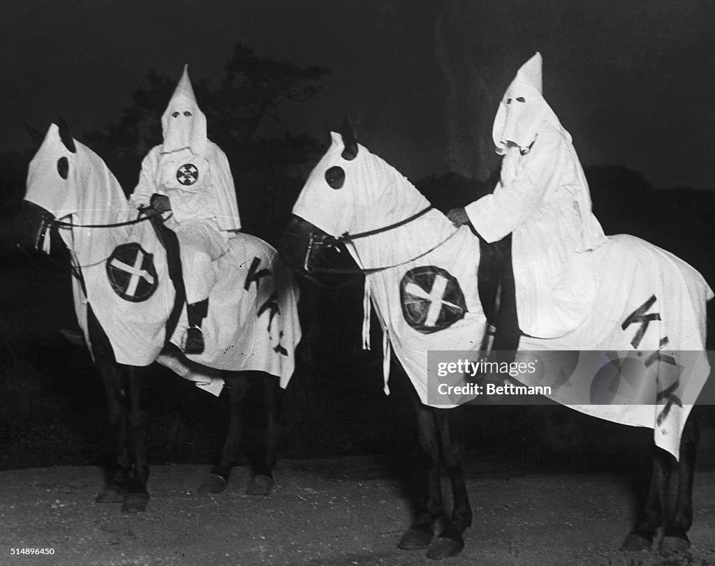 Klu Klux Klansmen Riding Horses
