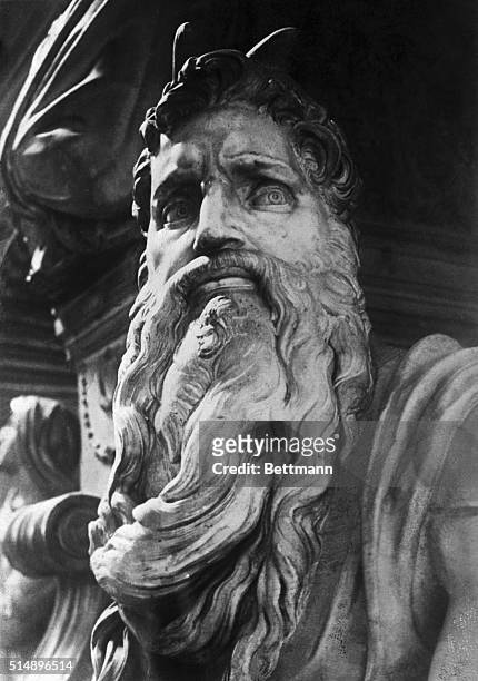 Figure of Moses from Tomb of Pope Julius II, San Pietro in Vincoli, Rome, Italy.