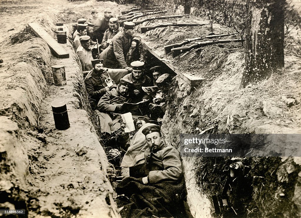 Soldiers Relaxing in Trench