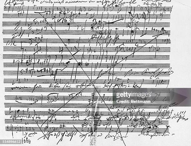 Composer Ludwig Van Beethoven's music score for the last movement of the ninth symphony.