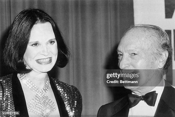 New York, New York: Leonard H. Goldenson. Chairman and Chief Executive Officer of American Broadcasting Companies, Inc., and Gloria Vanderbilt at the...