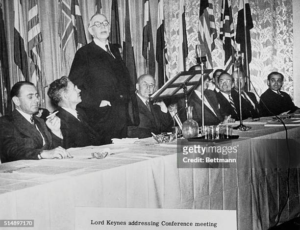 John Maynard Keynes addresses Conference meeting.