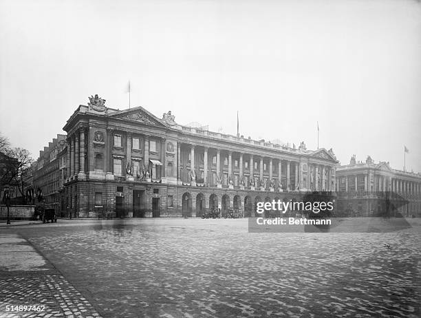 Paris, France- Picture shows the Crillon Hotel,on the Concorde in Paris, where the the US negotiator lived during the Versailles Treaty negotiations.