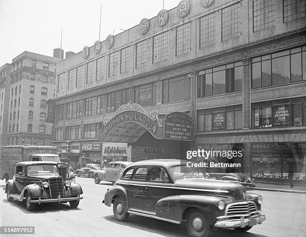 New York, New York: Madison Square Garden, exterior view shows Marquee.