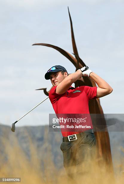 Matthew Griffin of Australia his a driver during day three of the 2016 New Zealand Open at The Hills on March 12, 2016 in Queenstown, New Zealand.