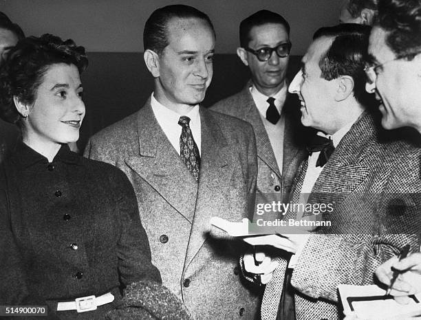 Jacobo Arbenz Guzman , ousted as president of Guatemala in an anti-Communist revolt, speaks with a group of French reporters in Paris. In 1955,...