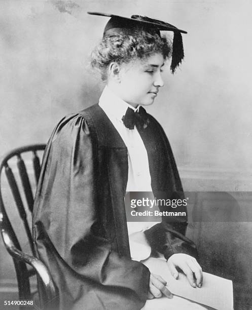 Cambridge, Massachusetts: Keeper Of the Flame. In cap and gown, Helen Keller is shown as she graduated Cum Laude from Radcliffe College. Even before...