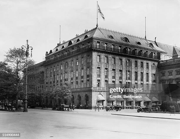 Exterior view of the Adlon Hotel in Berlin. Undated photograph.