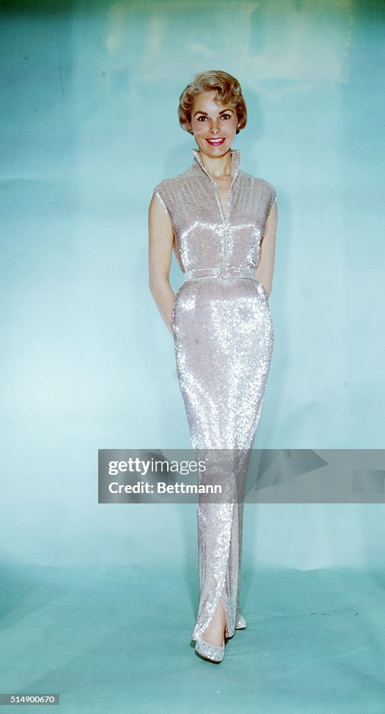 Janet Leigh Wearing Exquisite Silver Dress