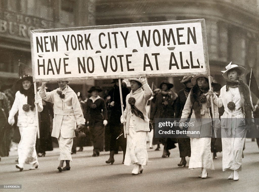 Woman Marching in Parade