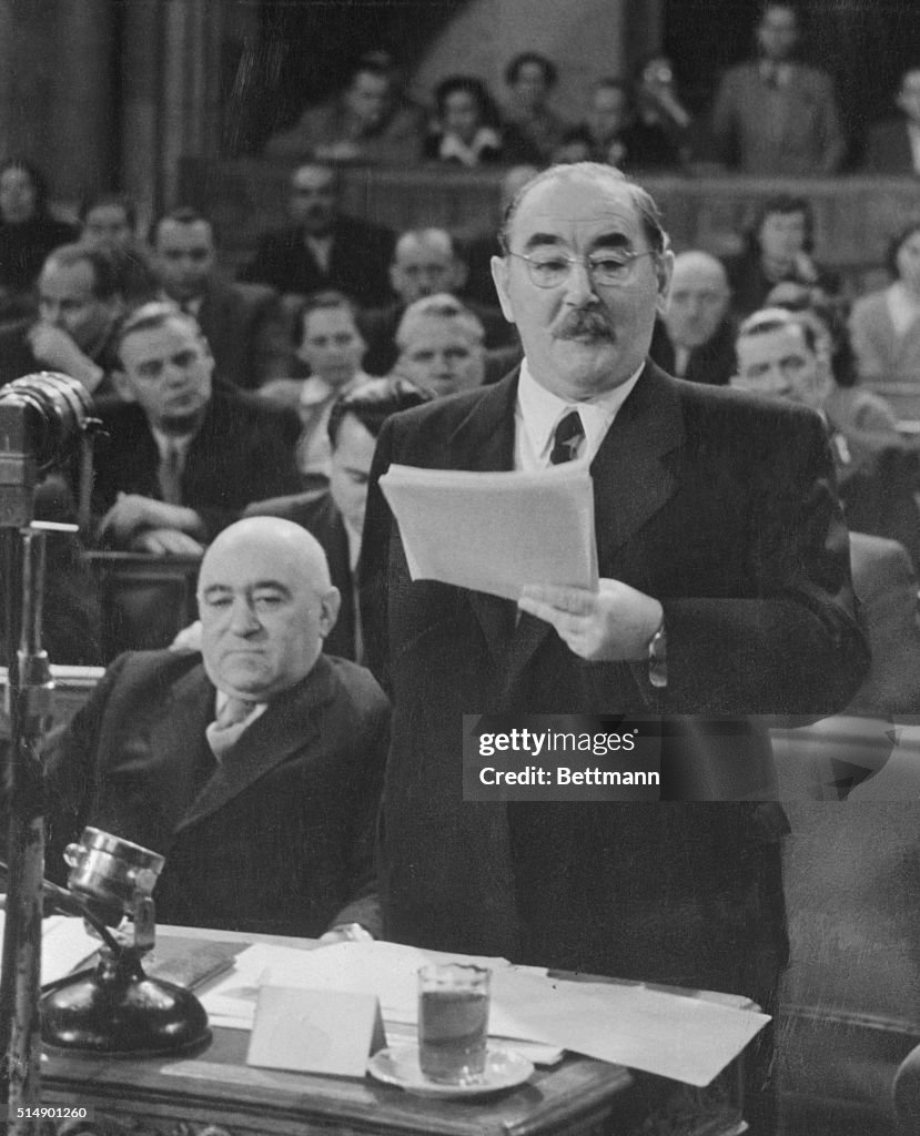 Imre Nagy, shown here as he addressed the Parliament in 1955, was ...