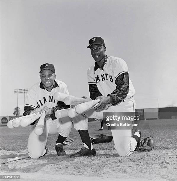 Two of the Giants "Big Guns" are shown here in the person of Willie Mays, and Willie McCovey.