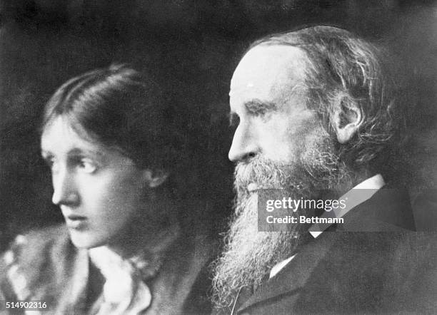 Virginia Woolf: and her father, Sir Leslie Stephen. Ca. 1900