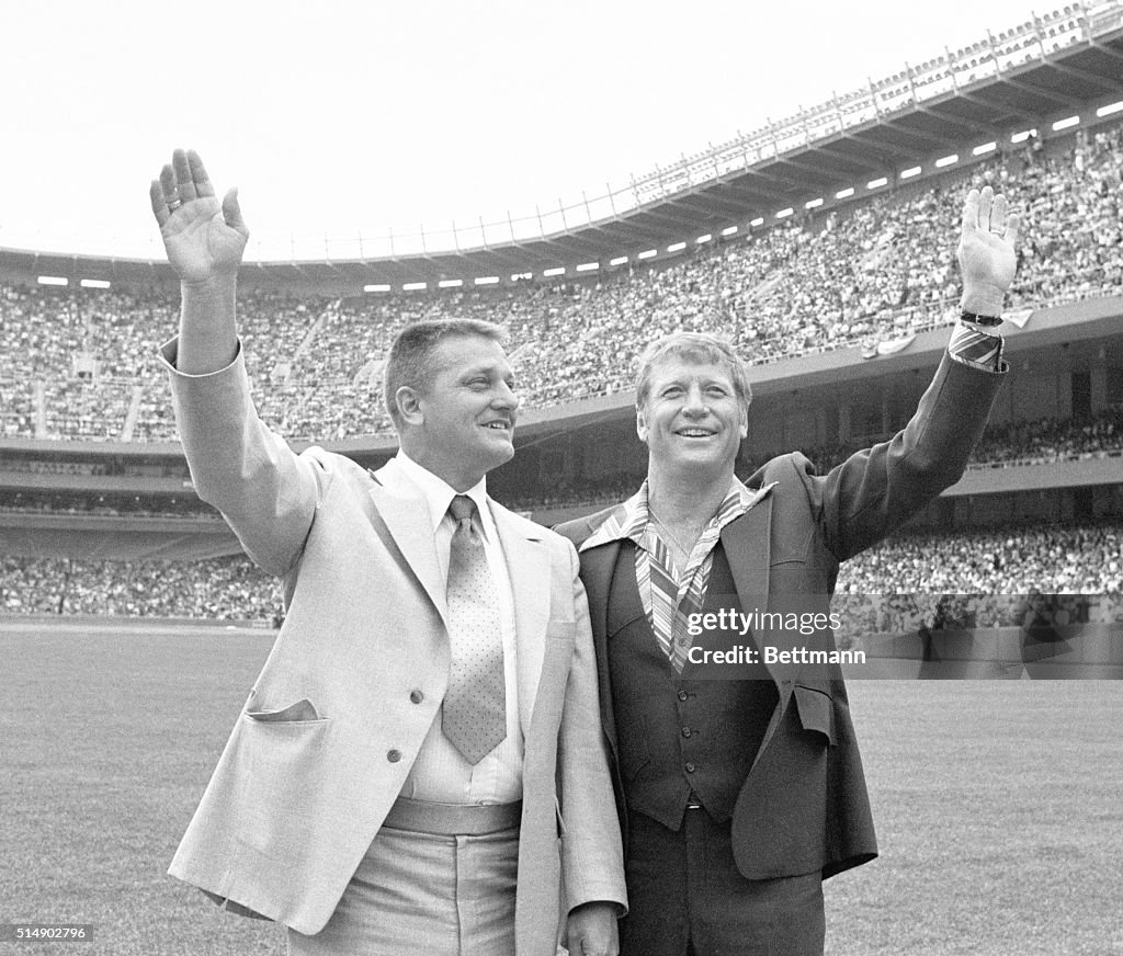 Mickey Mantle And Roger Maris Waving