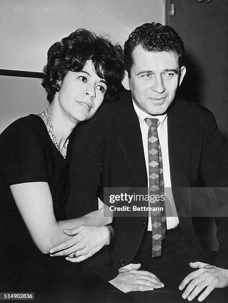 New York: Pretty Adele Mailer snuggles up to husband Norman Mailer outside Felony Court, December 21st, where Magistrate Walter H. Gladwin granted an...