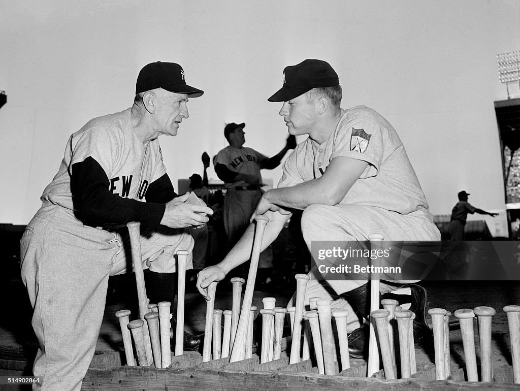 Casey Stengel and Mickey Mantle in Conversation