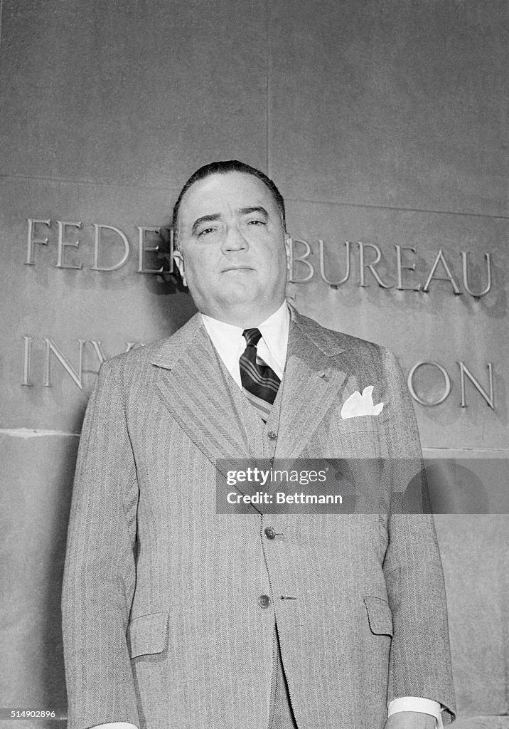 F.B.I. Director J. Edgar Hoover Outside FBI Building