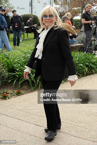 Nancy Sinatra is seen arriving to Nancy Reagan's funeral services at the Ronald Reagan Presidential Library on March 11, 2016 in Simi Valley,...