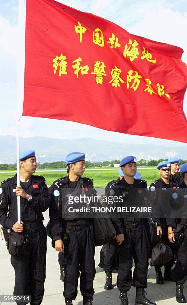 Ninety-five Chinese police arrive 17 October 2004 in Port-au-Prince from Beijing to reinforce the police component of the United Nations'...