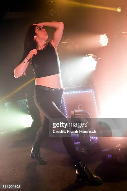 Singer Christina 'Chrissy' Costanza of the American band Against the Current performs live during a concert at the Postbahnhof on March 11, 2016 in...