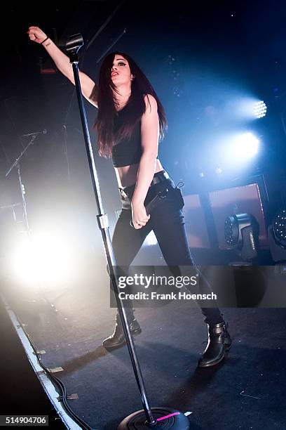 Singer Christina 'Chrissy' Costanza of the American band Against the Current performs live during a concert at the Postbahnhof on March 11, 2016 in...