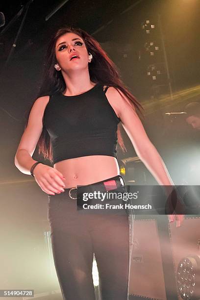 Singer Christina 'Chrissy' Costanza of the American band Against the Current performs live during a concert at the Postbahnhof on March 11, 2016 in...