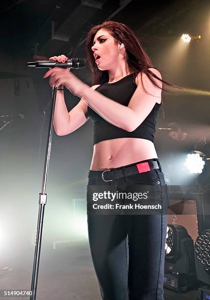 Singer Christina 'Chrissy' Costanza of the American band Against the Current performs live during a concert at the Postbahnhof on March 11, 2016 in...