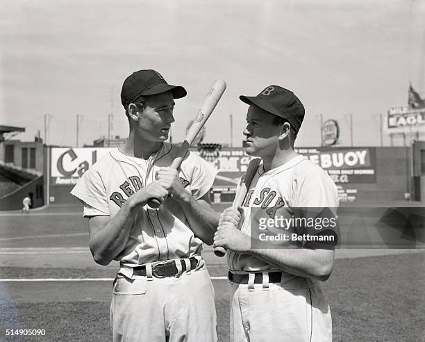 Joe Cronin, Manager of the Boston Red Sox with his star slugger Ted Williams.