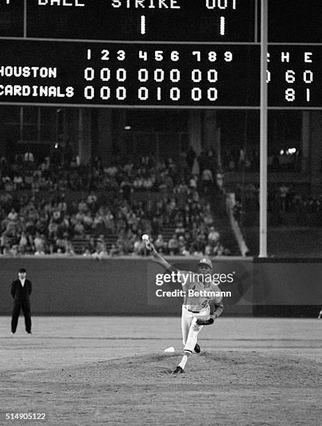 St. Louis, MO: St. Louis Cardinals' Bob Gibson tuned up for his opening game World Series assignment by tossing his 13th shutout to compile the...