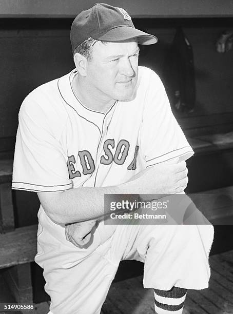 New York, NY: Leading the Boston Red Sox team is manager Joe Cronin. Joe shouts encouragement to his hitters, taunts opposing hurlers and keeps his...