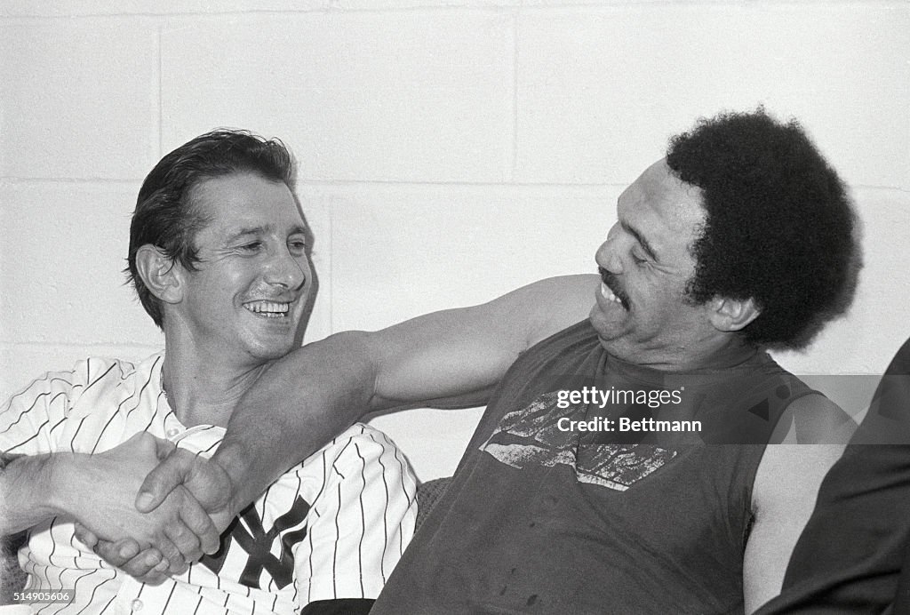 Reggie Jackson and Billy Martin, Smiling