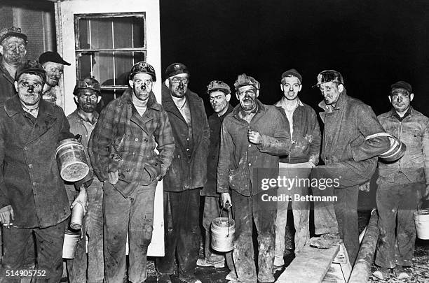 Wheeling, WV: Miners of the Valley Camp Coal Company's No.5 mine prepare to wash up and go home for two weeks, in accordance with John L. Lewis's...