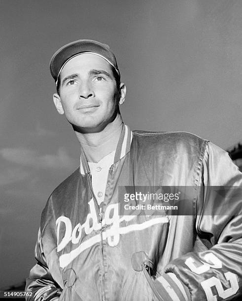 Portrait of Los Angeles Dodgers' pitcher Sandy Koufax.